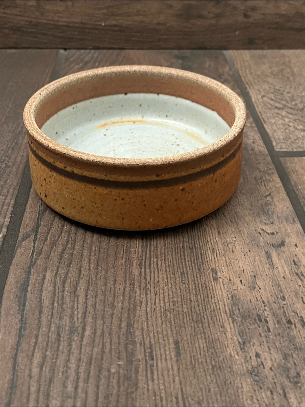 Handmade Stoneware Ceramic Dish in Rustic Brown and Cream